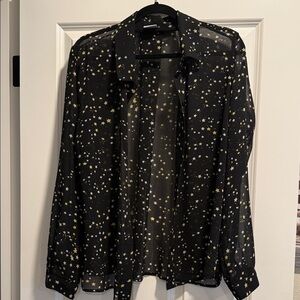 CAbi Sheer Black Jacket with Gold Star Print